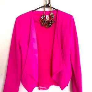 Hot Pink Jacket with Sheer Blouse and matching Necklace